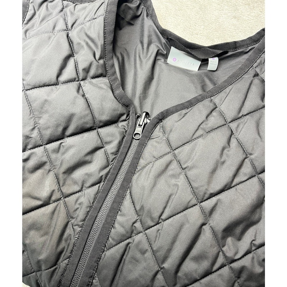 Athleta Whisper Quilted Jacket Black Full Zip Lightweight Puffer Women's Medium